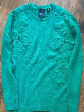 Ted Baker Sweater, Green with floral pattern size 0